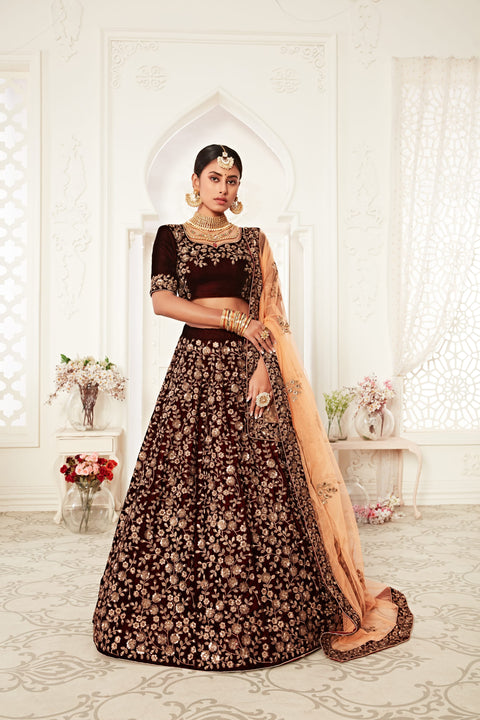 Maroon  Radiant Fancy Lehenga Choli for Women In Wedding Occasion with Dupatta in USA