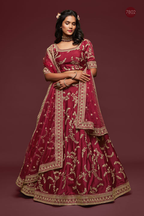 Maroon Graceful Fancy Lehenga Choli for Women In Wedding Occasion with Dupatta in USA