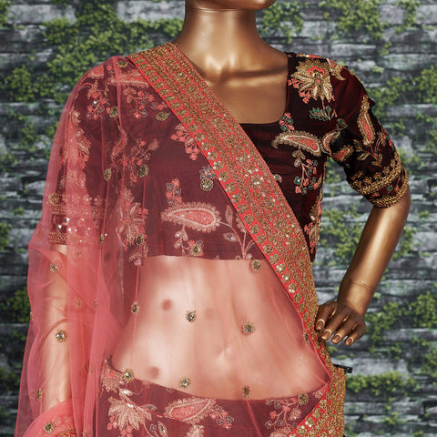 Maroon Be a symbol of bespoke Indian beauty with this truly traditional lehenga For Women In Wedding Wear