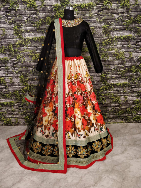 Gorgeous colourful lehenga featured escapade of florals Digital Print lehenga choli for women in USA