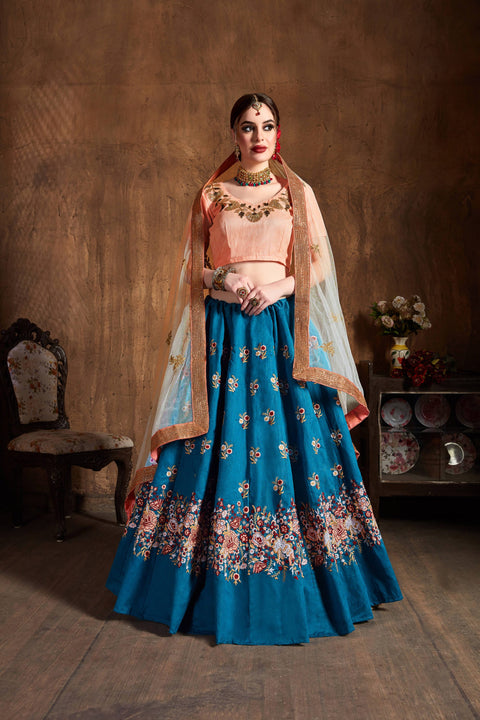 Trendy Teal Blue fancy lehenga Choli for women with Dupatta in USA