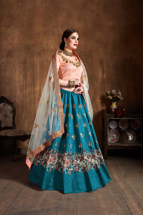 Trendy Teal Blue fancy lehenga Choli for women with Dupatta in USA