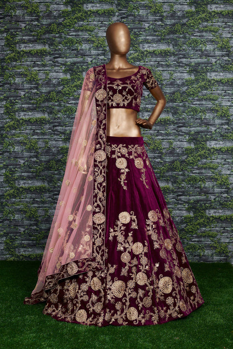 Timeless Hot Pink Lehenga set is Adorned with Colourful Resham Embroidery on the Blouse and Lehenga for women.