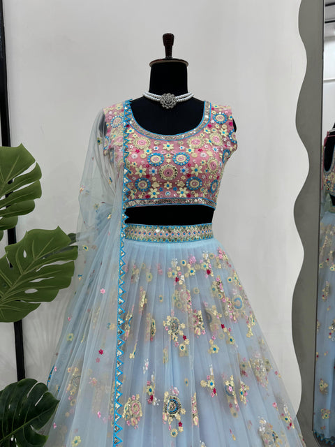 Blue Color Party Wear Lehenga Choli For Women In USA