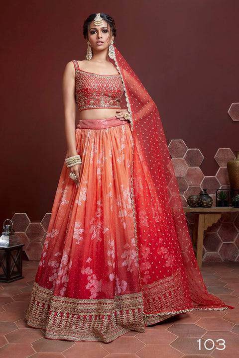 Charming Orange Party wear Heavy Lehenga Choli for Women with Dupatta Sequence Lehenga Choli In USA