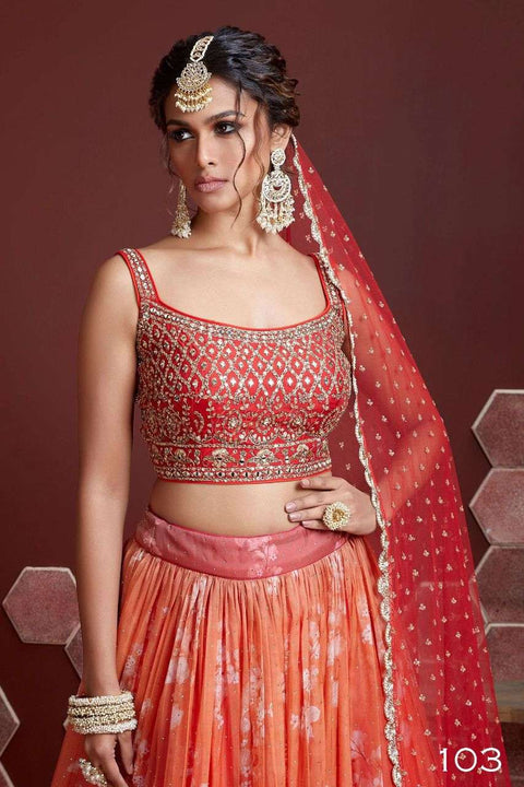 Charming Orange Party wear Heavy Lehenga Choli for Women with Dupatta Sequence Lehenga Choli In USA