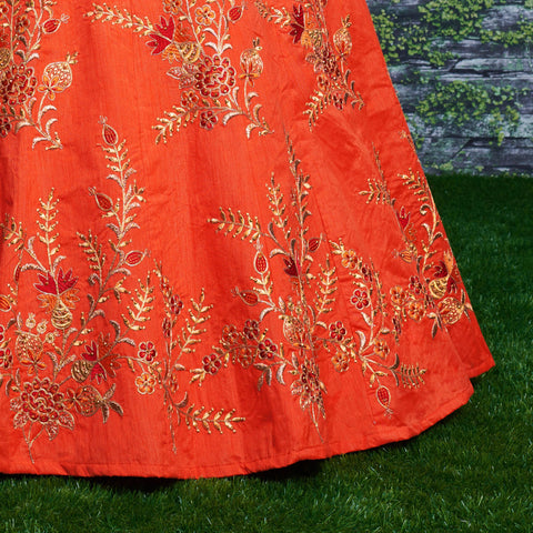 Orange Adorn a simple yet elegant charm with this ensemble in an this dark orange lehenga choli for women