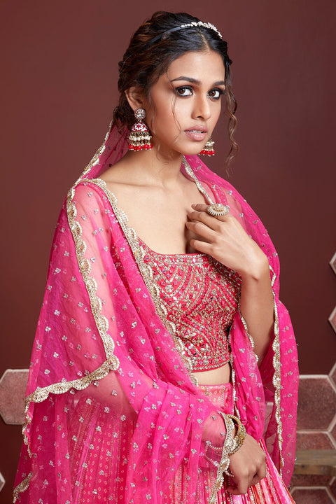 Pink Cultural Party wear Heavy Lehenga Choli for Women with Dupatta Sequence Lehenga Choli In USA