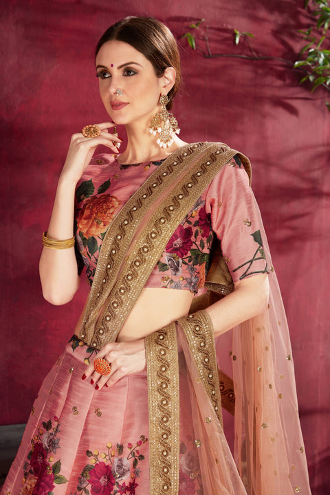 Peach Stylish fancy lehenga Choli for women In Wedding Occasion with Dupatta in USA