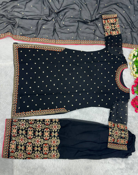 Black Designer  Heavy Pakishtani Sharara Suit Set For Woman In USA