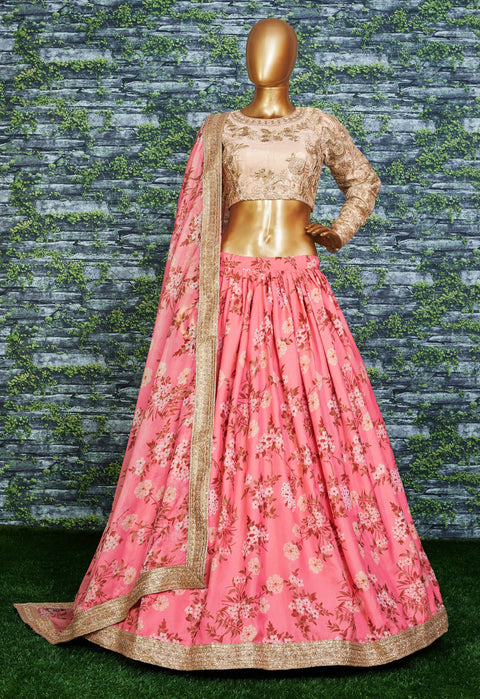 Pink Lovely georgette Sabyasachi Floral Lehenga Choli For Wedding Wear For Women In USA