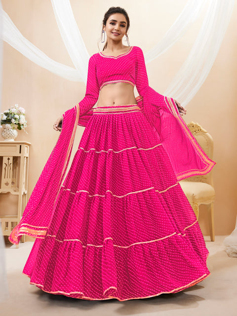 Pink Radiant Color Party wear Heavy Lehenga Choli for Women with Dupatta Sequence Lehenga Choli In USA