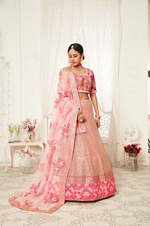 Pink Stylish Fancy Lehenga Choli for Women In Wedding Occasion with Dupatta in USA