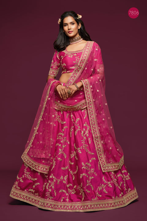 Festive Pink Fancy Lehenga Choli for Women In Wedding Occasion with Dupatta in USA