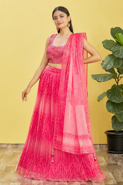 Pink Traditional Party wear Heavy Lehenga Choli for Women with Dupatta Sequence Lehenga Choli In USA