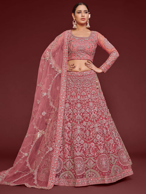 Fantasy Rose Glamorous Wedding wear Heavy Lehenga Choli for Women with Dupatta in USA Sequence Lehenga Choli