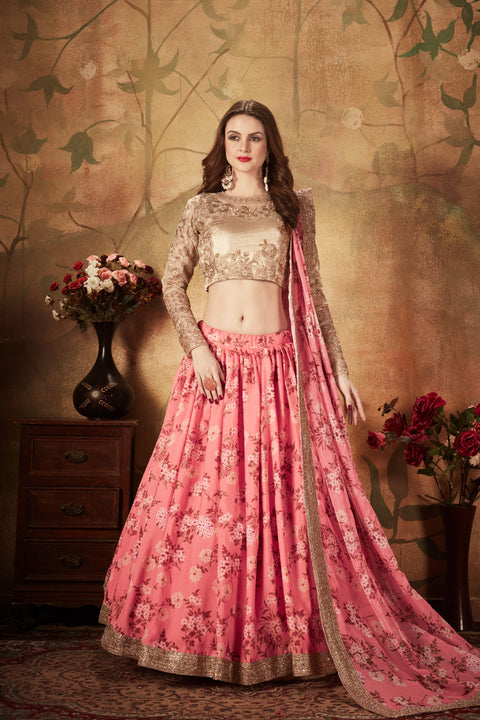 Pink and Beige Fancy Vibrant Lehenga Choli For Women In Wedding Occasion with Dupatta in USA