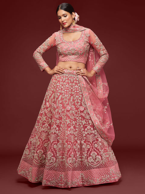 Elegant Fantasy Rose Wedding wear Heavy Lehenga Choli for Women with Dupatta in USA Sequence Lehenga Choli