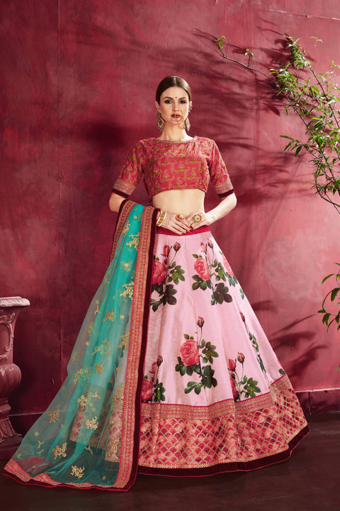 Rose Pink Traditional fancy lehenga Choli for women In Wedding Occasion with Dupatta in USA