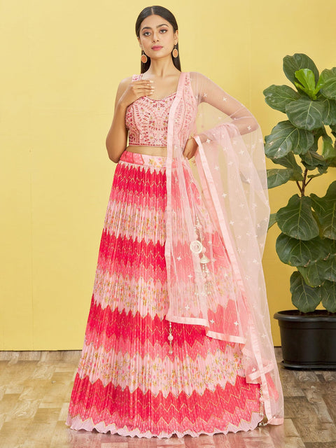 Pink Captivating Party wear Heavy Lehenga Choli for Women with Dupatta Sequence Lehenga Choli In USA