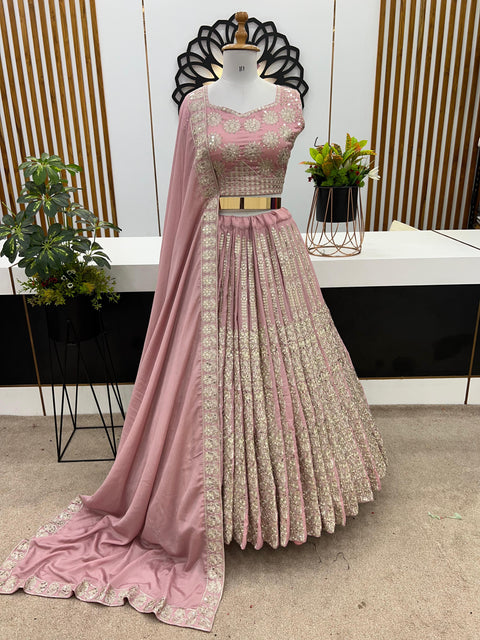 Pink Presenting New Wedding Collection Lehenga Choli With Full Heavy Embroidery Sequence Work For Women