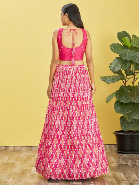 Pink Party wear Heavy Lehenga Choli for Women with Dupatta Sequence Lehenga Choli In USA