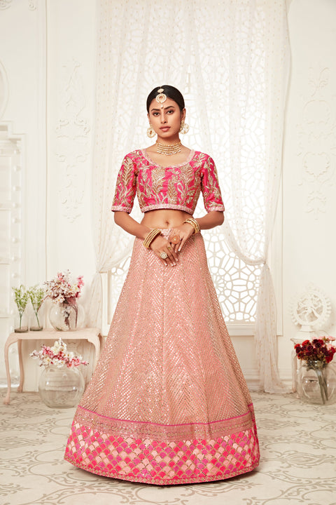 Pink Stylish Fancy Lehenga Choli for Women In Wedding Occasion with Dupatta in USA