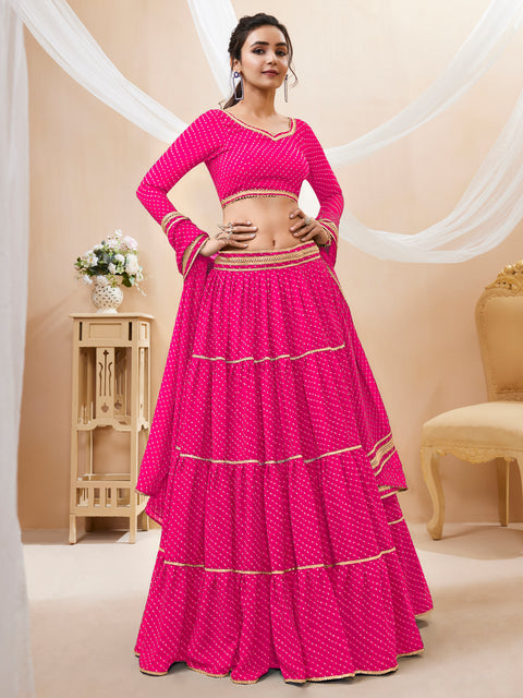 Pink Radiant Color Party wear Heavy Lehenga Choli for Women with Dupatta Sequence Lehenga Choli In USA