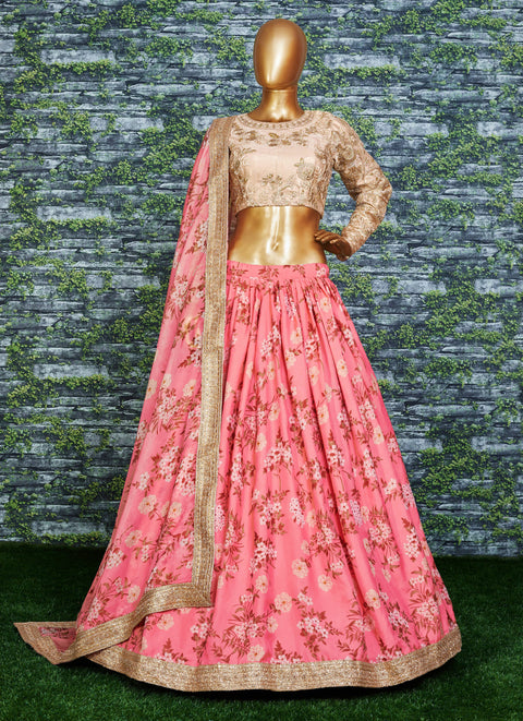 Pink Lovely georgette Sabyasachi Floral Lehenga Choli For Wedding Wear For Women In USA