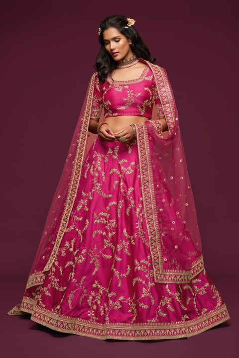 Festive Pink Fancy Lehenga Choli for Women In Wedding Occasion with Dupatta in USA