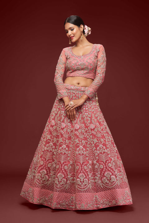 Elegant Fantasy Rose Wedding wear Heavy Lehenga Choli for Women with Dupatta in USA Sequence Lehenga Choli