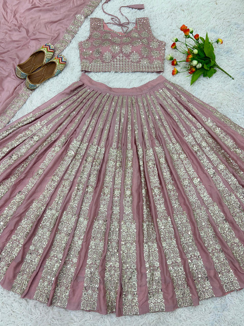 Pink Presenting New Wedding Collection Lehenga Choli With Full Heavy Embroidery Sequence Work For Women