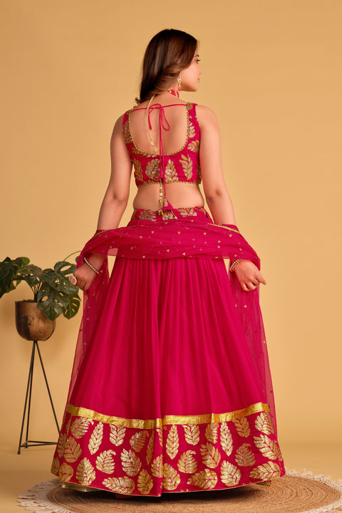 Hot Pink Party wear Heavy Lehenga Choli for Women with Dupatta Sequence Lehenga Choli In USA