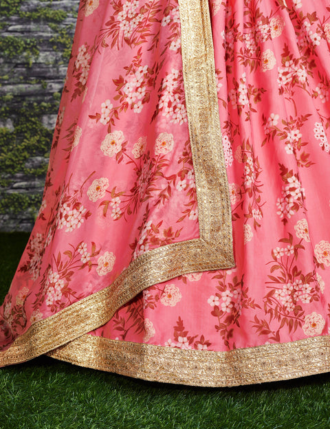 Pink Lovely georgette Sabyasachi Floral Lehenga Choli For Wedding Wear For Women In USA