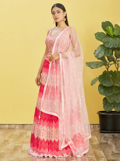 Pink Captivating Party wear Heavy Lehenga Choli for Women with Dupatta Sequence Lehenga Choli In USA