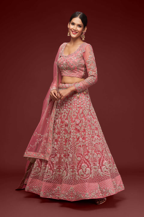 Elegant Fantasy Rose Wedding wear Heavy Lehenga Choli for Women with Dupatta in USA Sequence Lehenga Choli