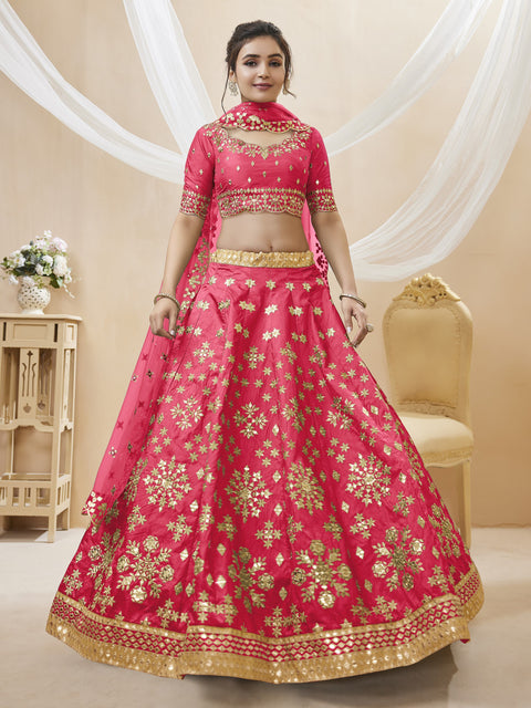 Lovely Pink Wedding wear Heavy Lehenga Choli for Women with Dupatta Sequence Lehenga Choli In USA