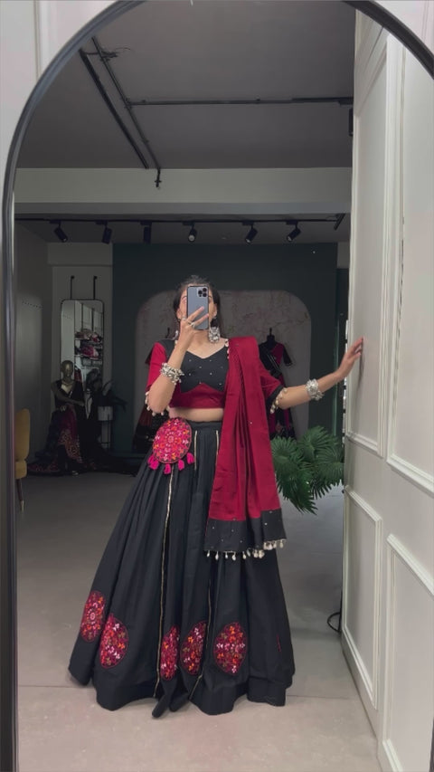 Black Gorgeous Navratri Wear Heavy Lehenga Choli for Women Elevate your elegance with this chaniya choli