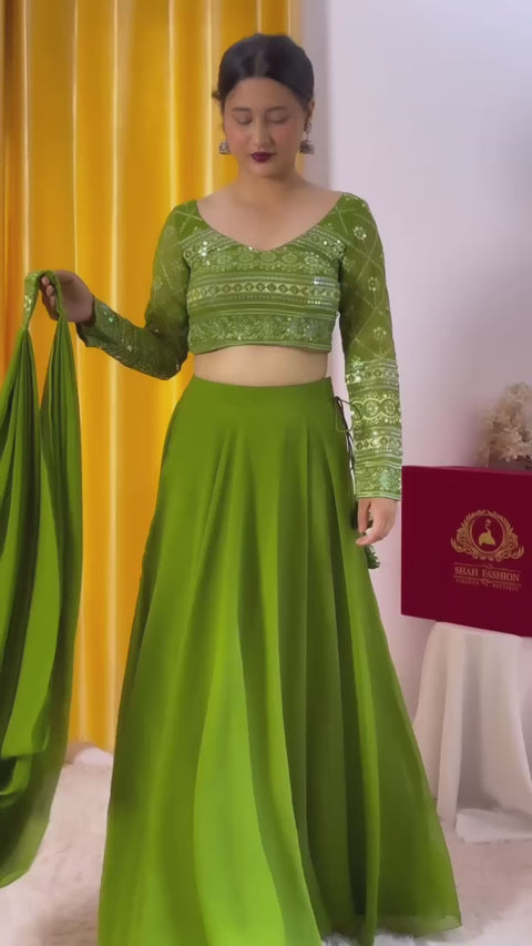 Georgette Sequnce fancy lehenga Choli for women with Dupatta in USA