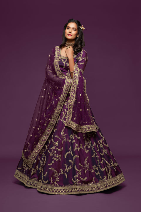 Purple Graceful Fancy Lehenga Choli for Women In Wedding Occasion with Dupatta in USA