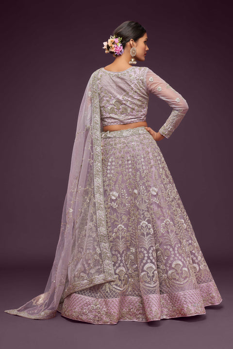 Embellished Dusky Orchid Wedding wear Heavy Lehenga Choli for Women with Dupatta in USA Sequence Lehenga Choli