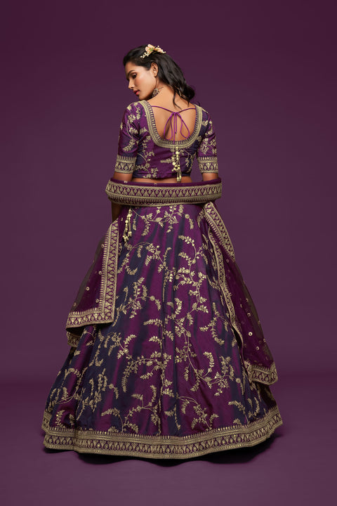 Purple Graceful Fancy Lehenga Choli for Women In Wedding Occasion with Dupatta in USA