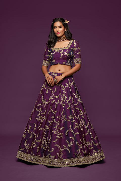 Purple Graceful Fancy Lehenga Choli for Women In Wedding Occasion with Dupatta in USA