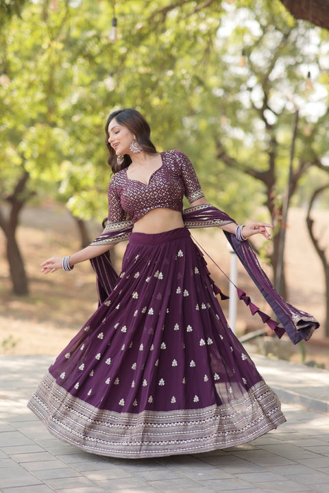 Designer Lehenga collection Made with Faux Blooming With Sequins And thread Embroidered work Lehenga Choli with Dupatta