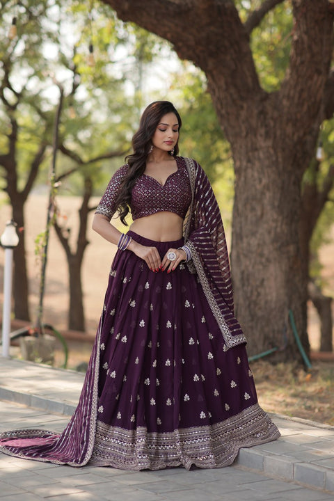 Designer Lehenga collection Made with Faux Blooming With Sequins And thread Embroidered work Lehenga Choli with Dupatta