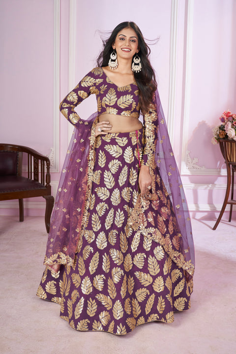 Purple Glamorous Party wear Heavy Lehenga Choli for Women with Dupatta Sequence Lehenga Choli In USA