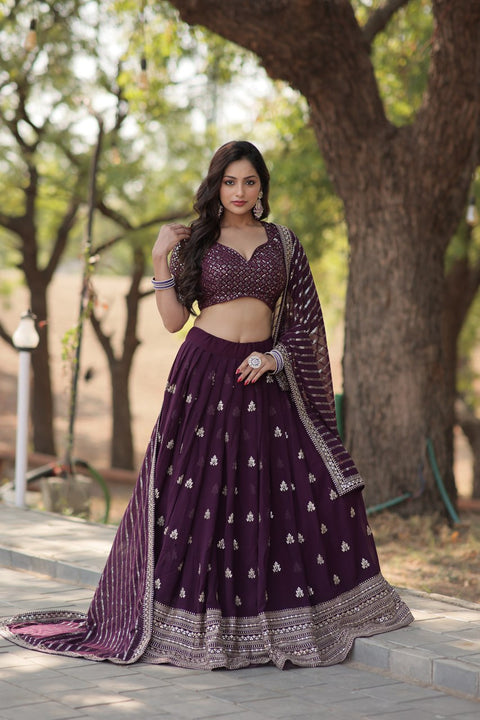 Designer Lehenga collection Made with Faux Blooming With Sequins And thread Embroidered work Lehenga Choli with Dupatta