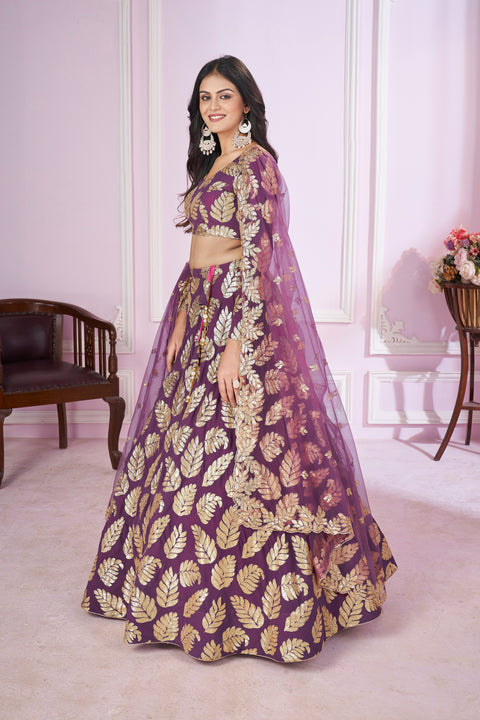 Purple Glamorous Party wear Heavy Lehenga Choli for Women with Dupatta Sequence Lehenga Choli In USA