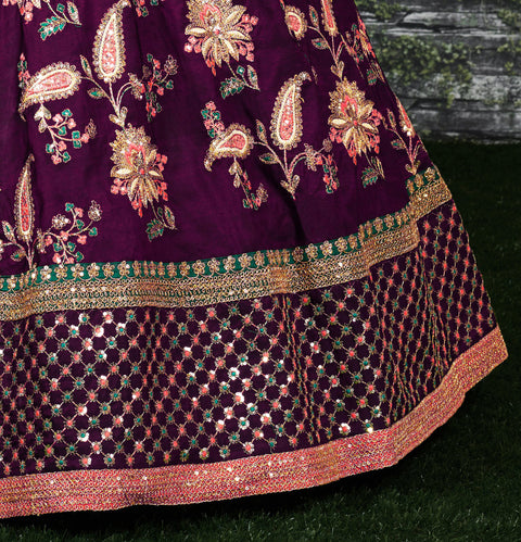 Purple Be a symbol of bespoke Indian beauty with this truly traditional lehenga For Women In Wedding Wear