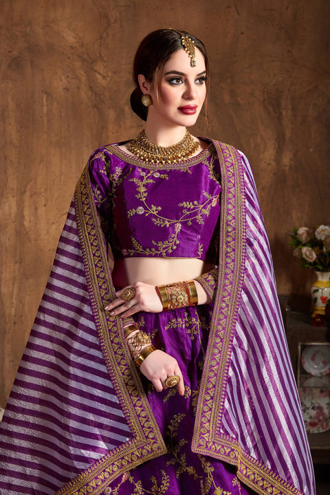 Stunning Purple fancy lehenga Choli for women with Dupatta in USA